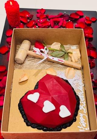 Red Heart Shape Pinata Cake