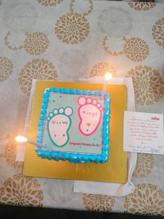 Square Shaped Baby Shower Poster Cake