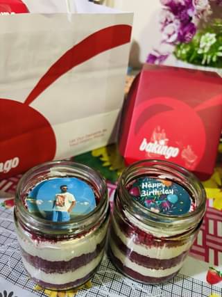 Personalised Bday Red Velvet Jar Cakes