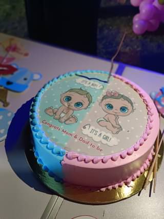 Pink N Blue Baby Shower Theme Cake