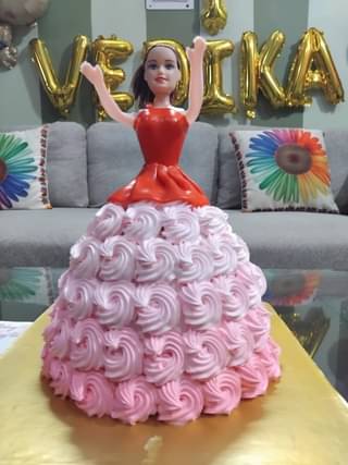 Cream Fantasy Barbie Cake