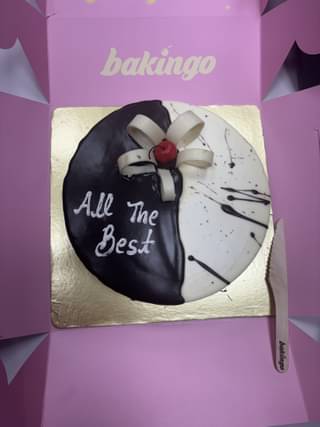 Chocolate Vanilla Half & Half Cake
