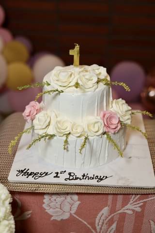 Textured Two Tier Floral Cake