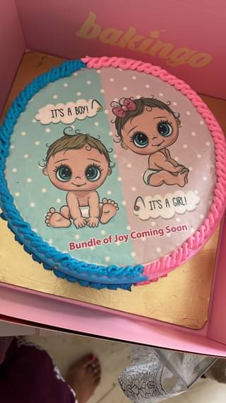 Pink N Blue Baby Shower Theme Cake