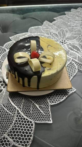 Chocolate Vanilla Half & Half Cake