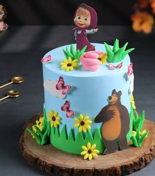 Fun Masha N Bear Theme Cake