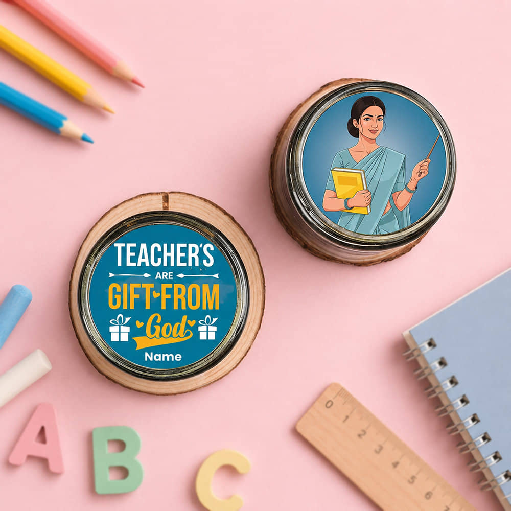 Side View of Blessed Teachers Day Choco Jar Cakes