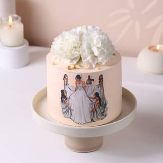 Zoomed View of Carnations Bridal Cake