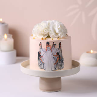 Side View of Carnations Bridal Cake