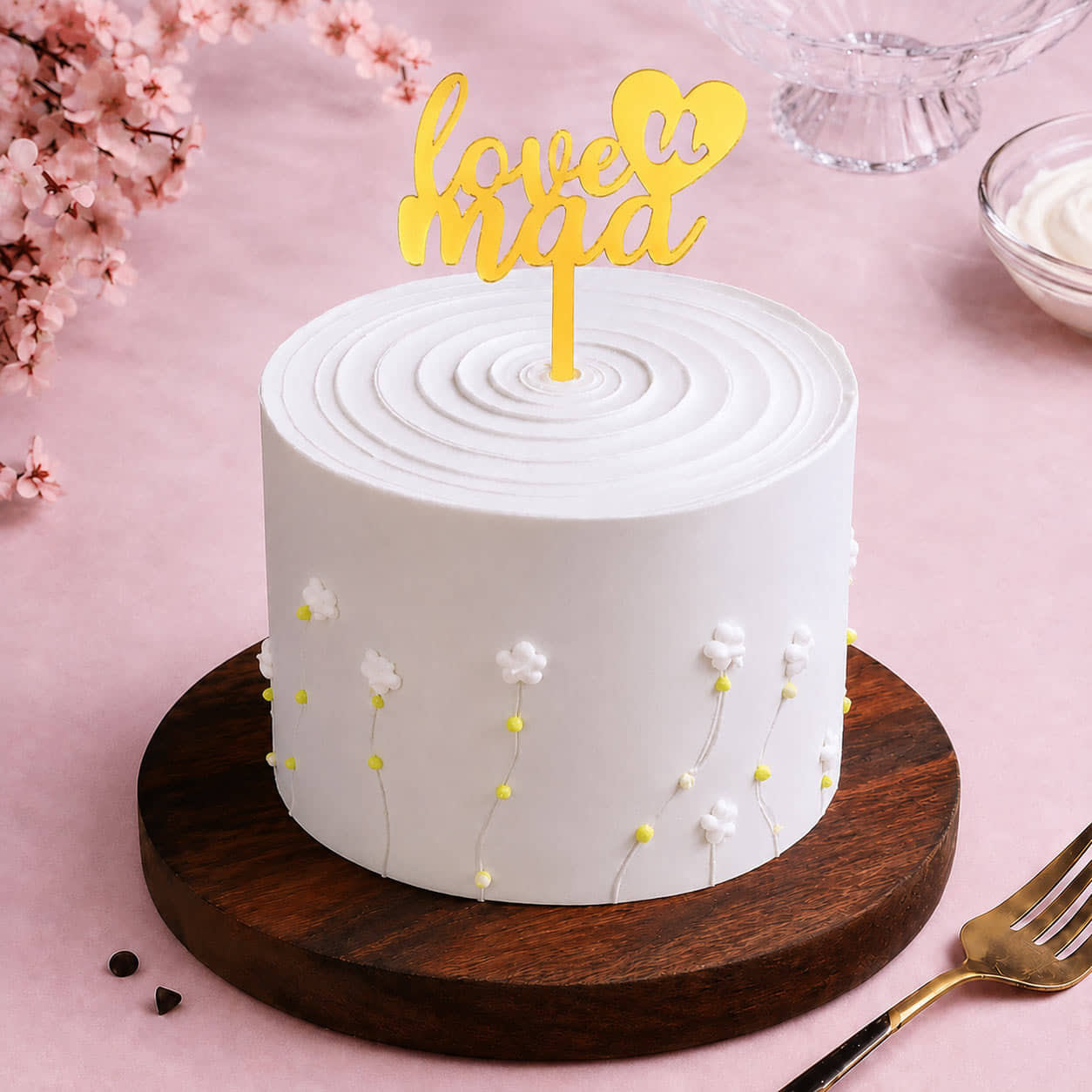 Bloom Trails Cake With Love U Mom Topper