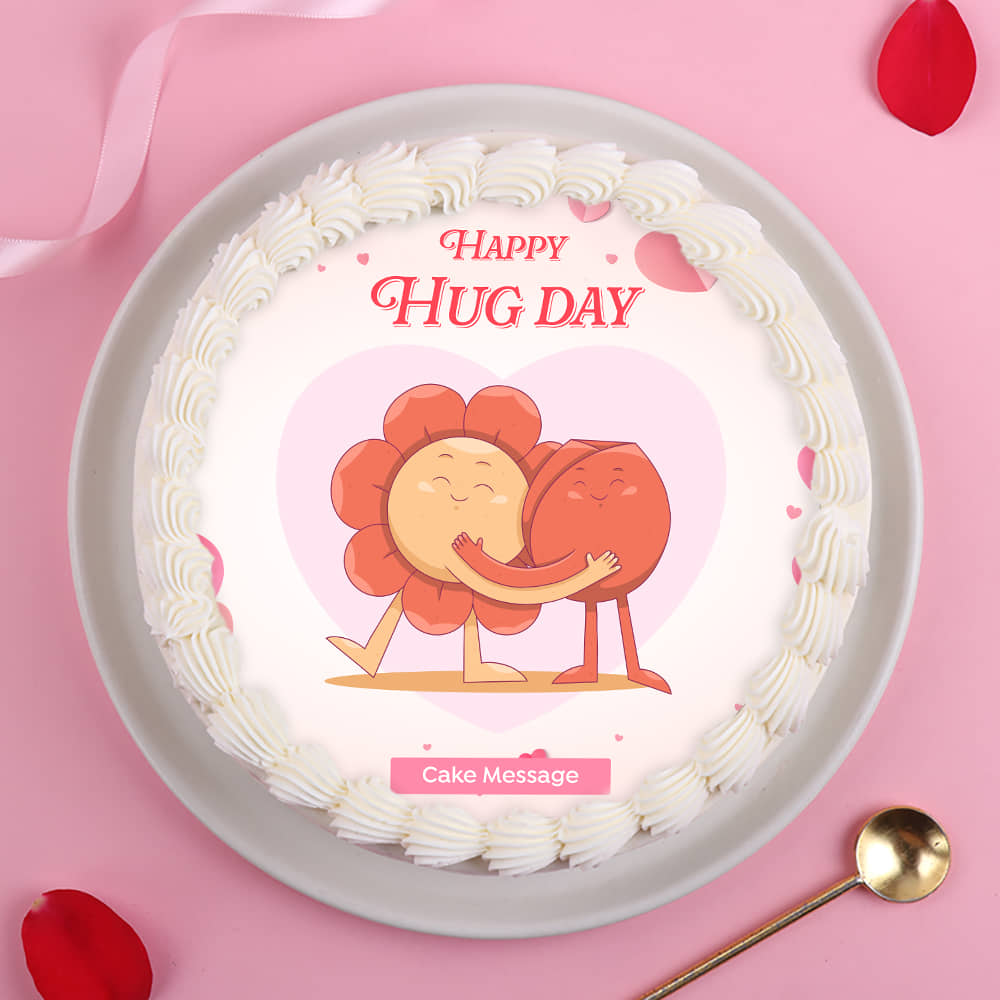 Top View of Blooming Love Hug Day Cake