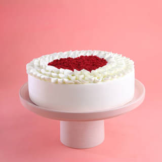 Top View Valentine Blooming Velvet Cake 