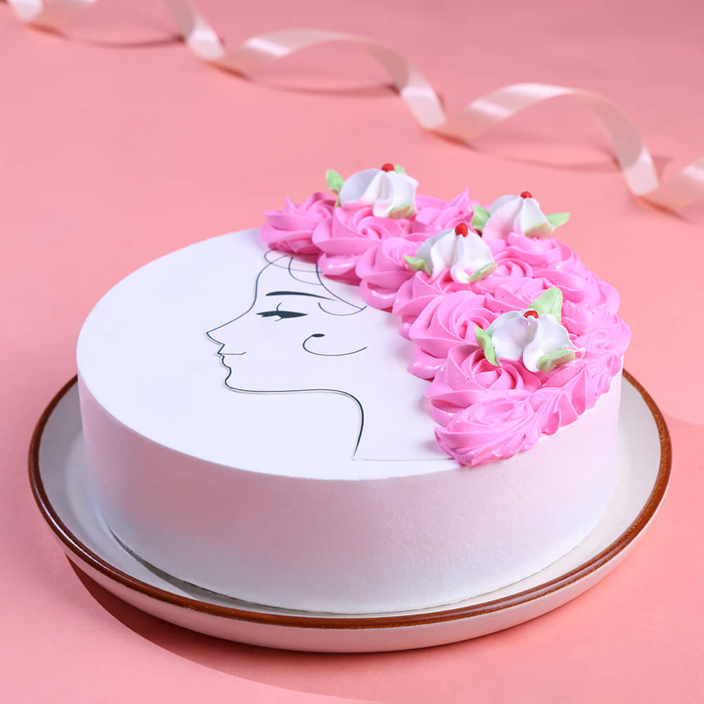 Front View of Floral Cake for Mother