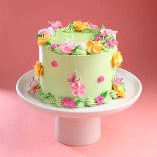 Blooms N Butterflies Theme Cake