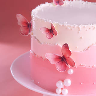 Pink Butterfly Birthday Cake