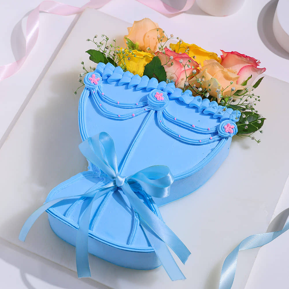 Blue Blossom Bouquet Cake