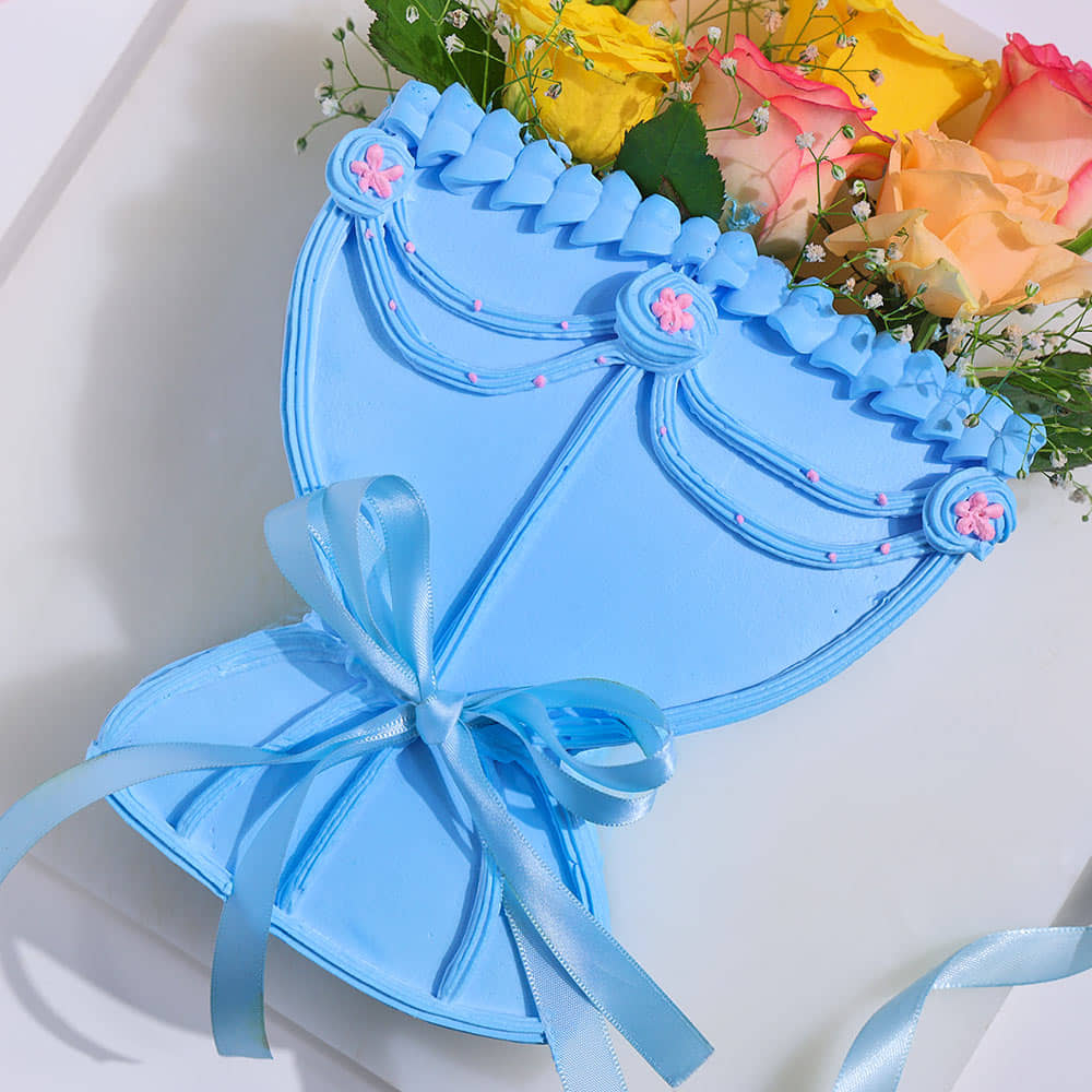 Blue Blossom Bouquet Cake