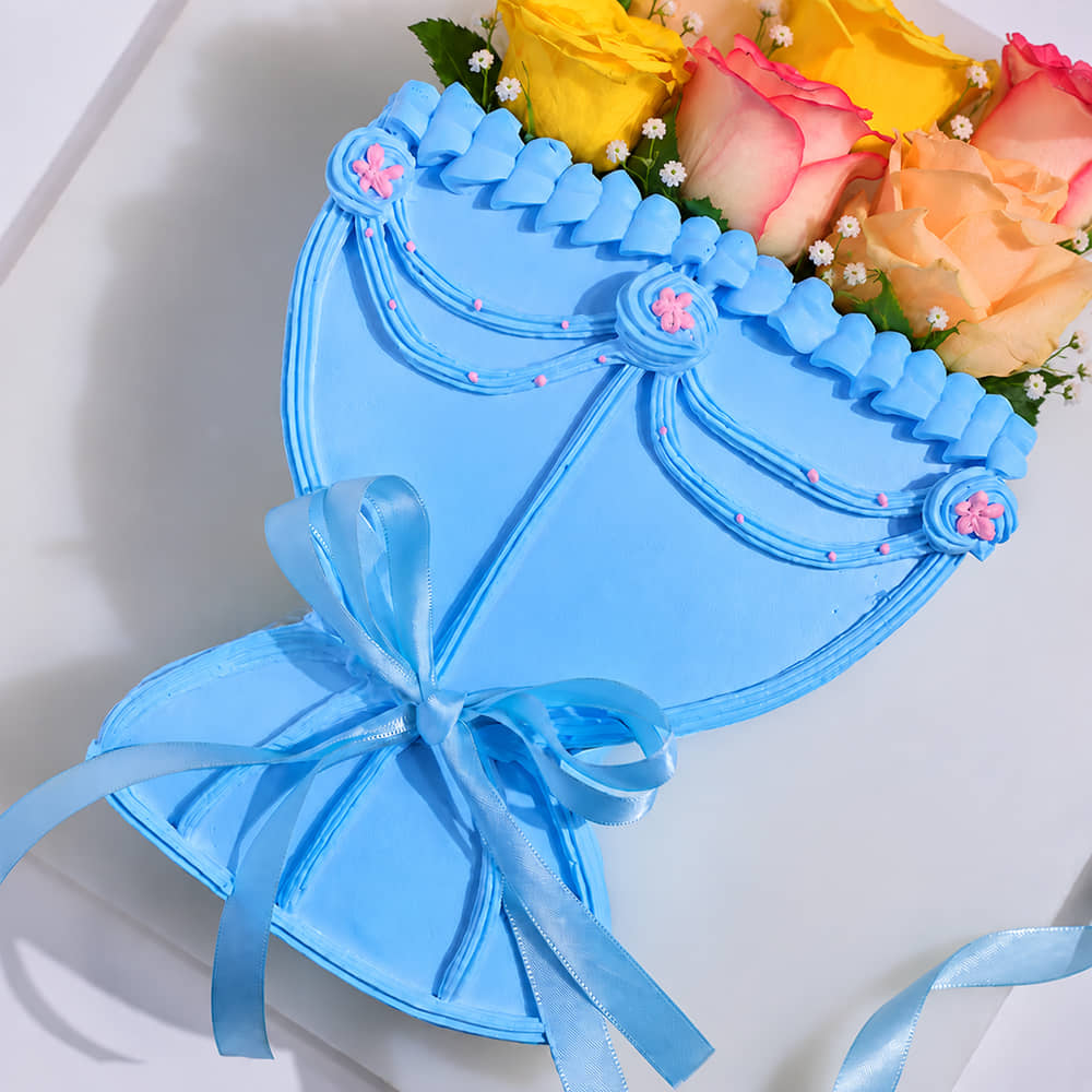 Blue Blossom Bouquet Cake