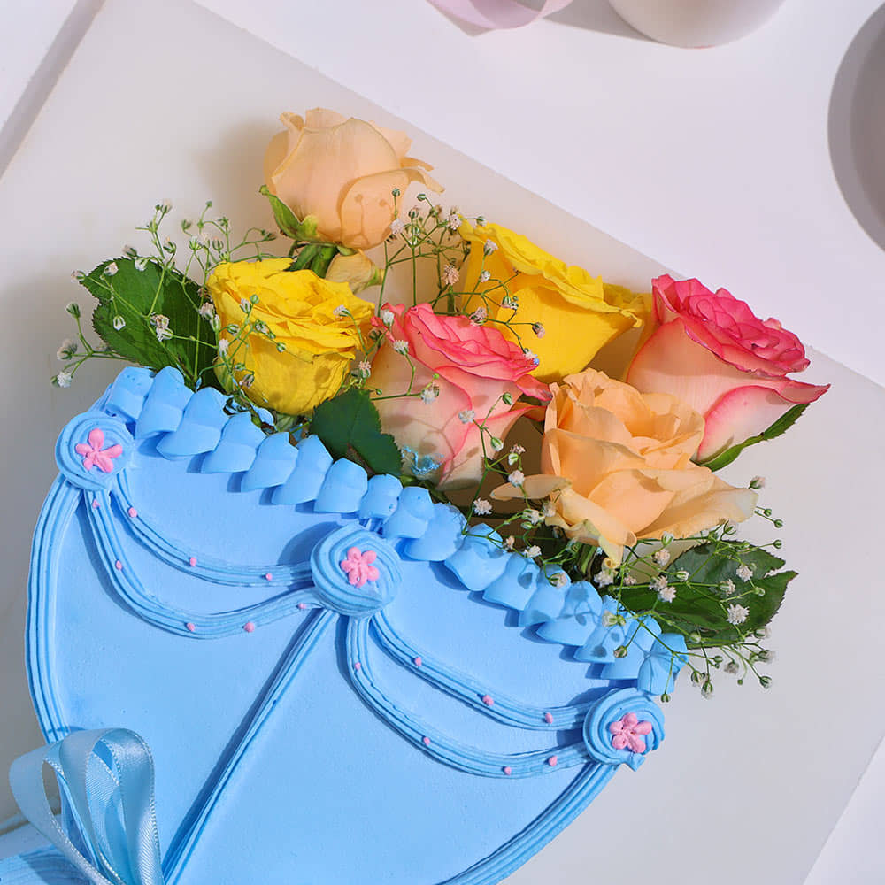 Blue Blossom Bouquet Cake