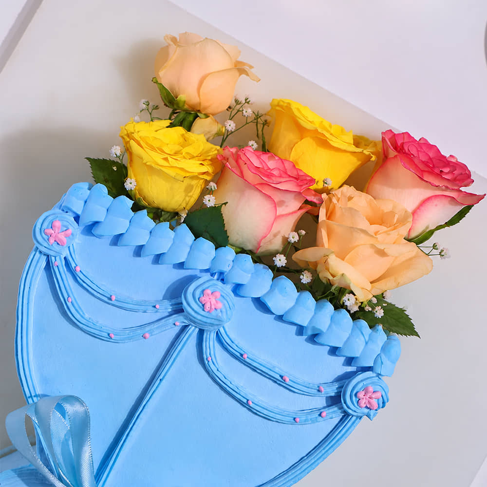 Blue Blossom Bouquet Cake