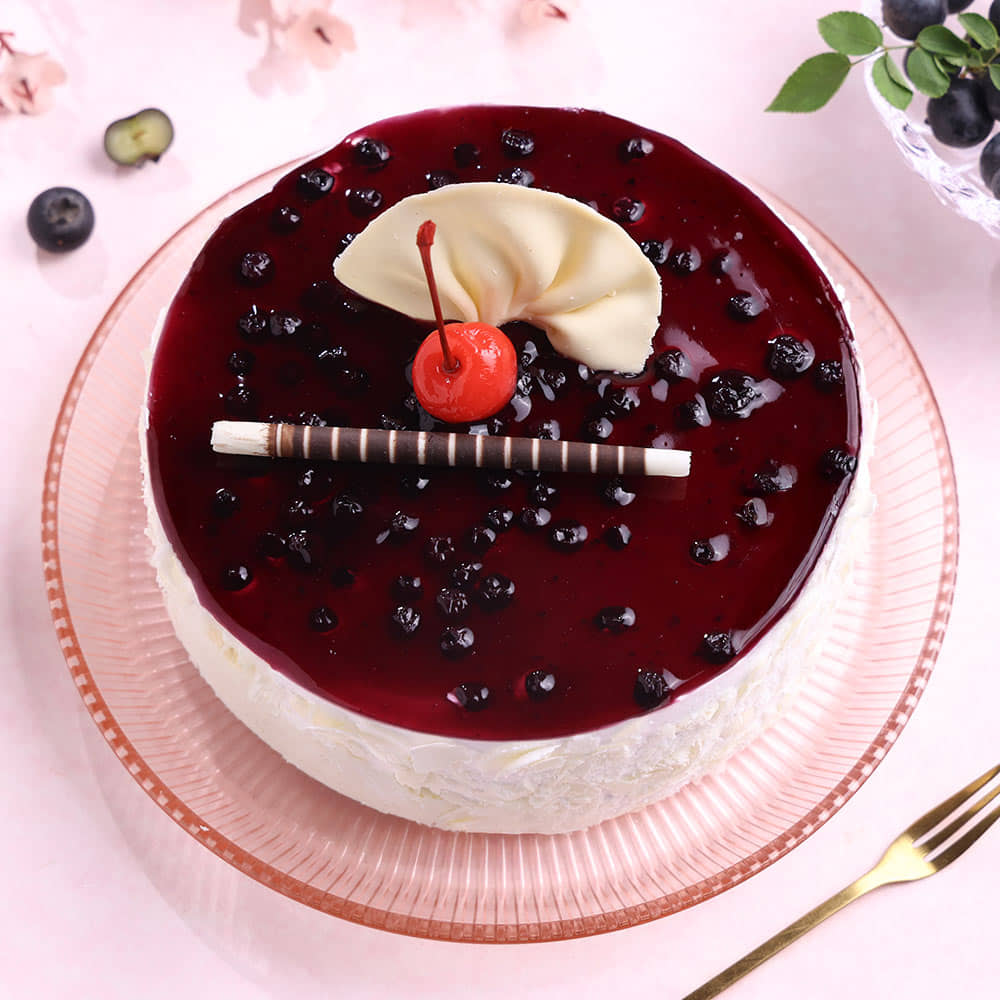 Blueberry Vanilla Cake Top View of Blueberry Vanilla Cake