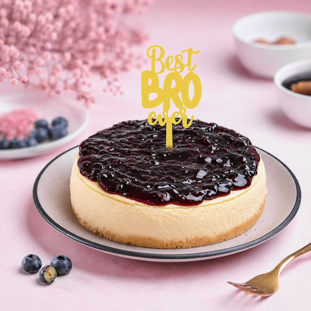 Side View of Blueberry Cheesecake For Brother
