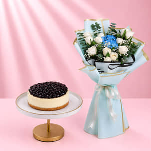 Blueberry Cheesecake With Tranquil Blooms