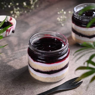 Side View of Blueberry Single Jar Cake