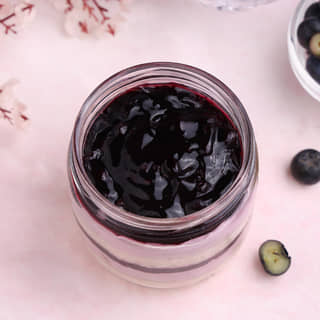Top View of Blueberry Single Jar Cake