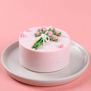 Front View of Blush Bouquet Bento Cake