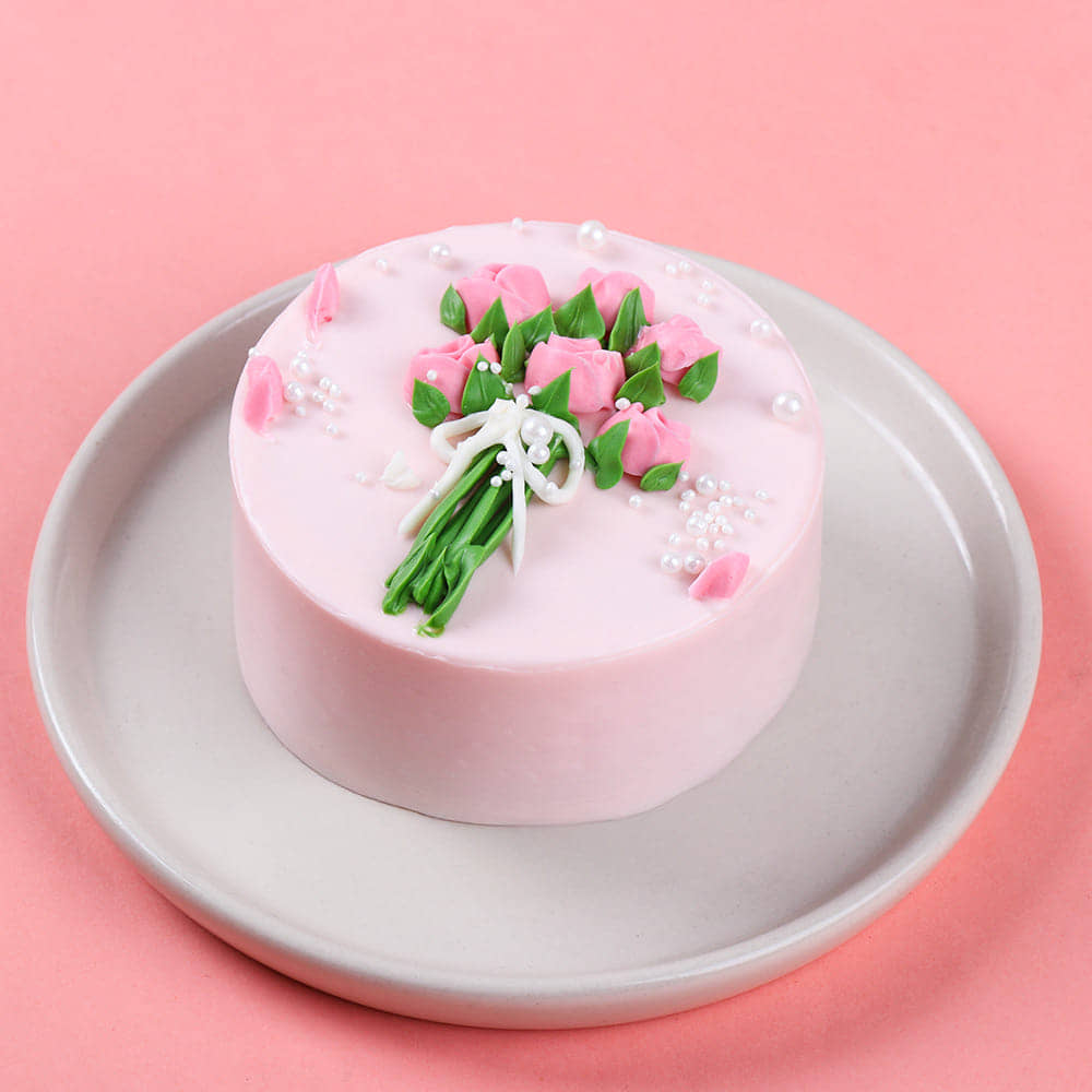 Front View of Blush Bouquet Bento Cake