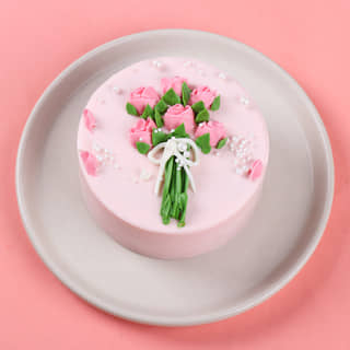 Top View of Blush Bouquet Bento Cake Top View of Blush Bouquet Bento Cake