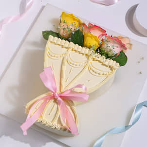 Blushing Rose Bouquet Cake