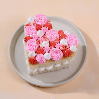 Top View of Blushing Swirls Heart Bento Cake