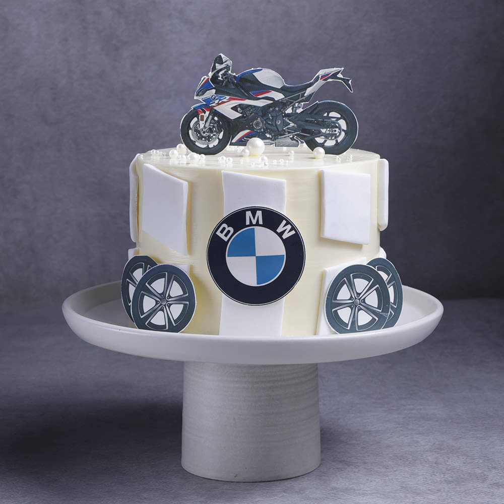 BMW Bike Theme Cake Front View of BMW Bike Theme Cake