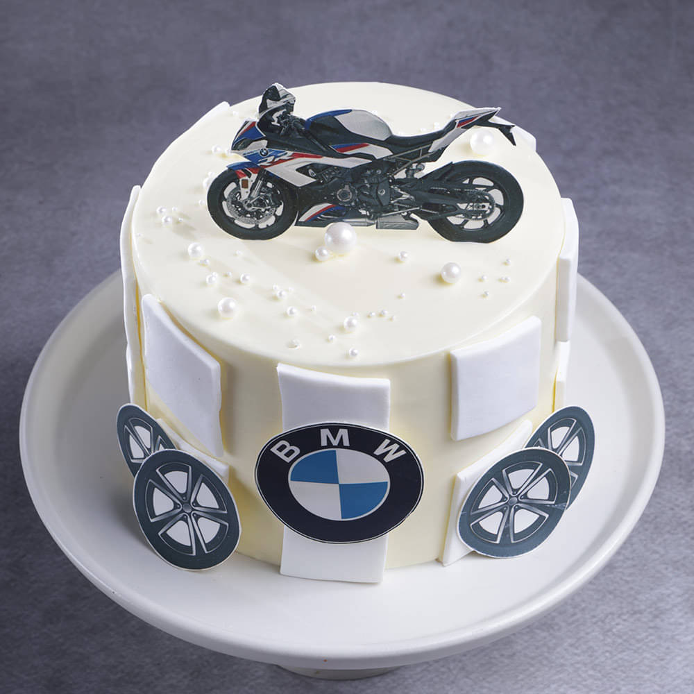 BMW Bike Theme Cake Front View of BMW Bike Theme Cake