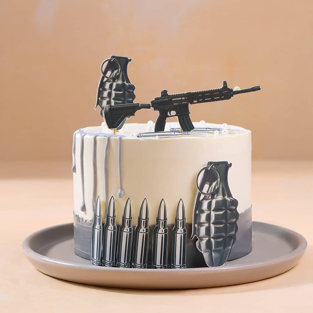 Bombs N Bullets Army Cake Side View of Bombs N Bullets Army Cake