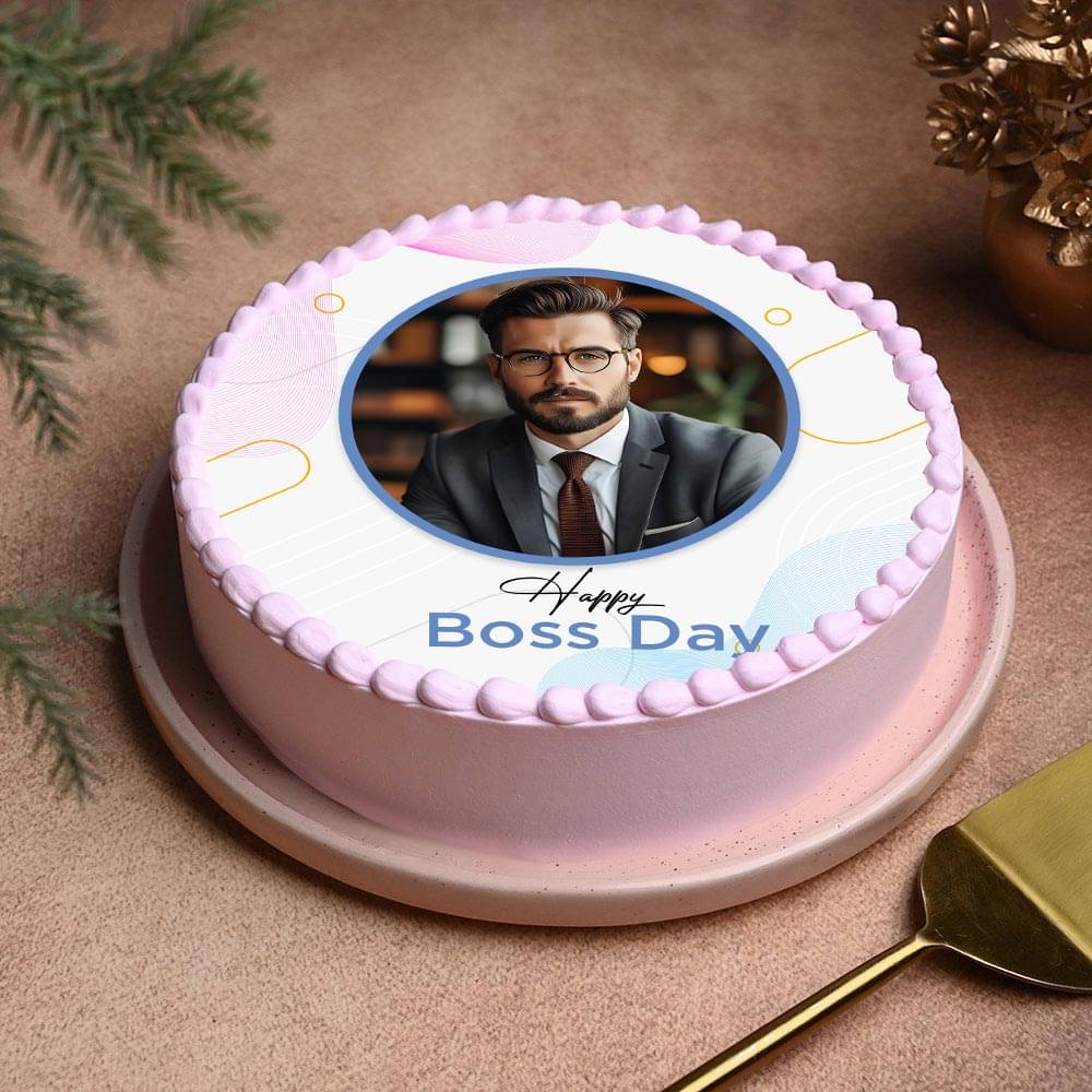 Boss Day Celebration Photo Cake