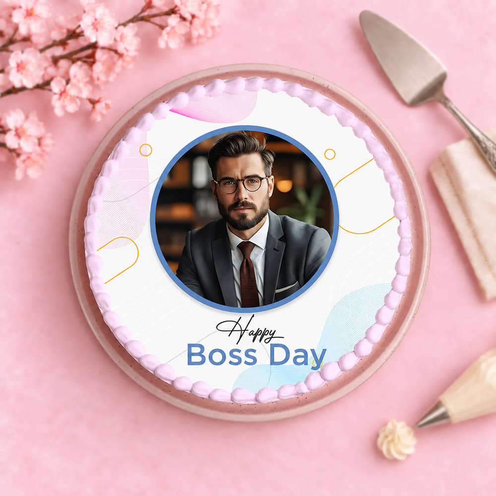 Boss Day Celebration Photo Cake