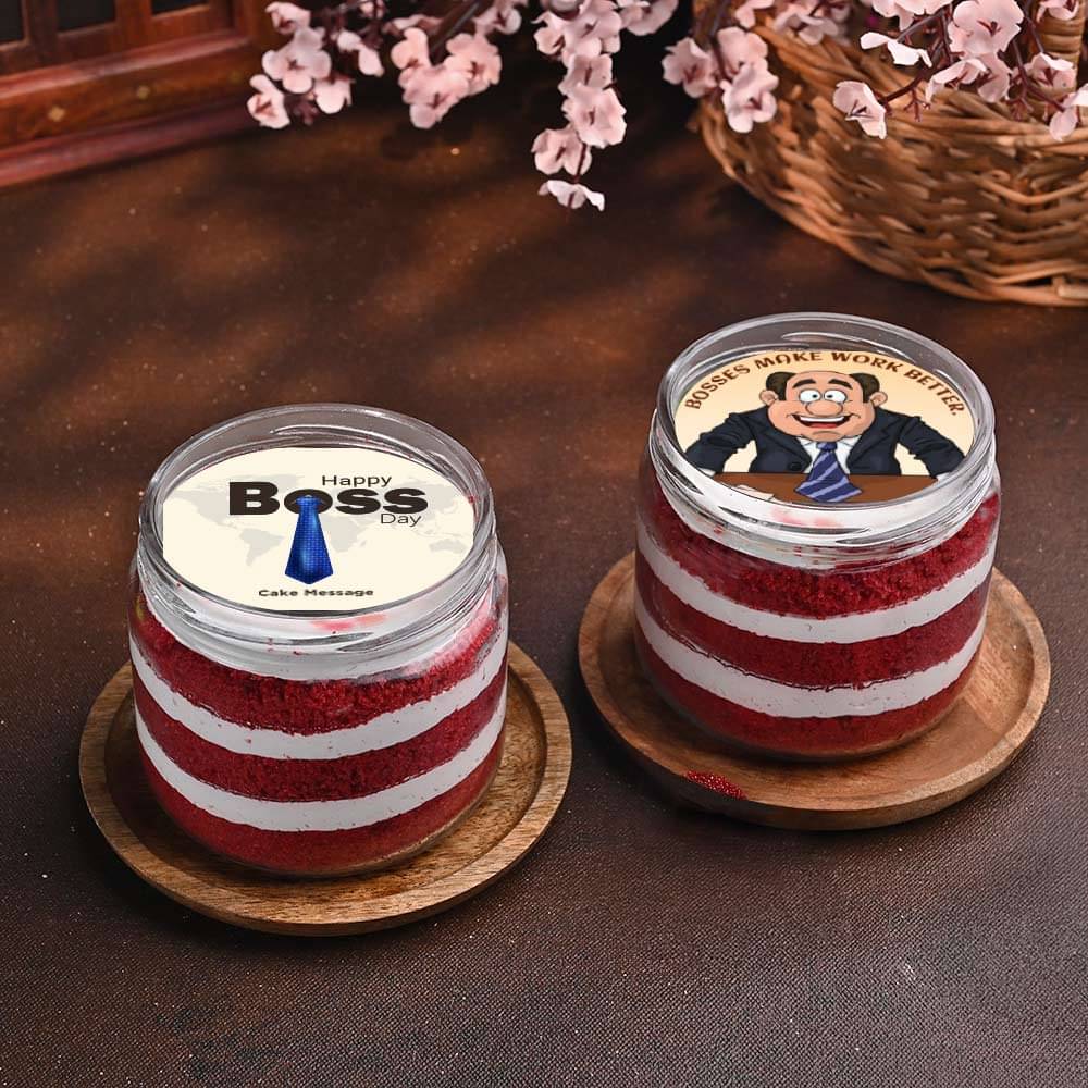 Boss Day Red Velvet Jar Cake Duo