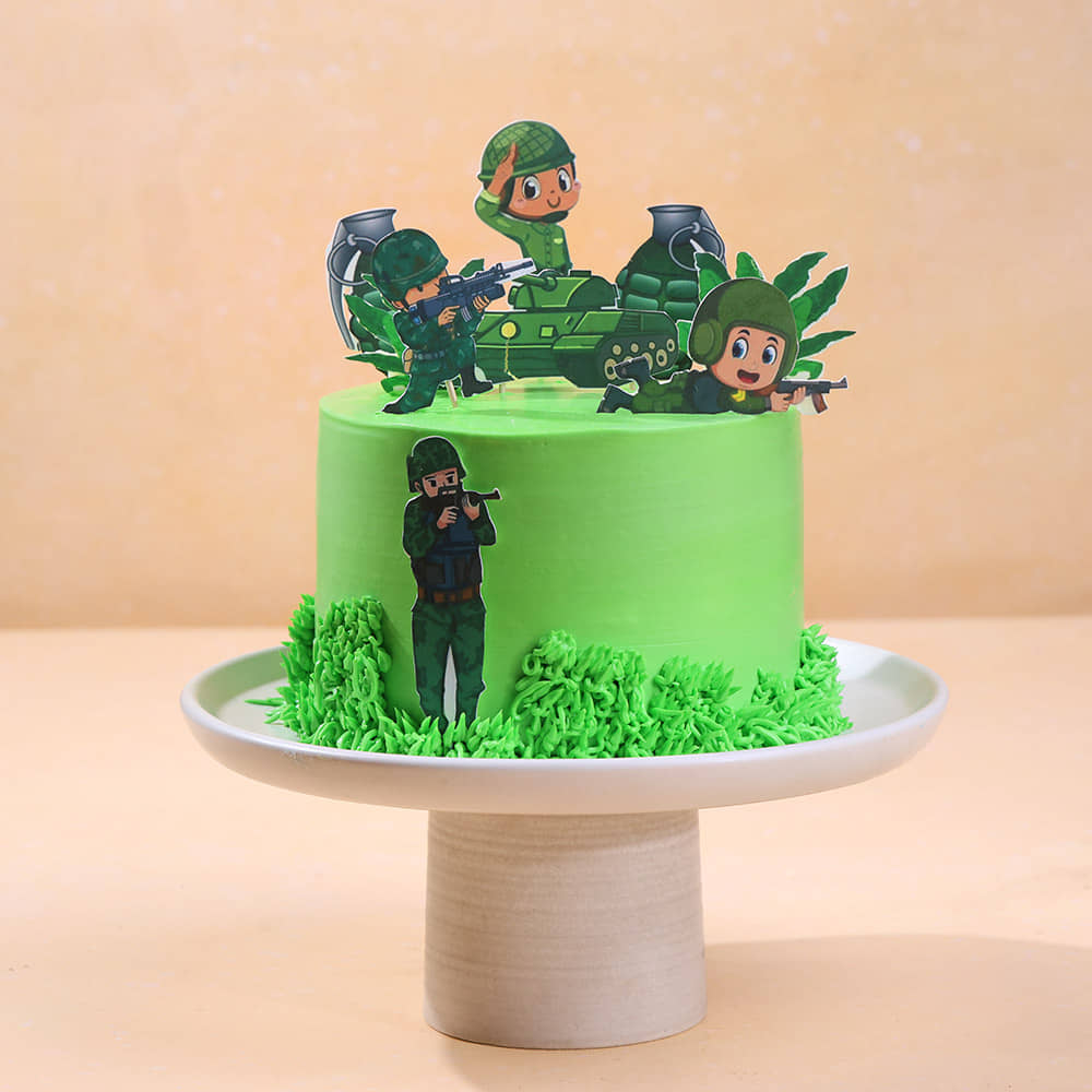 Brave Army Adventure Cake Side View of Brave Army Adventure Cake