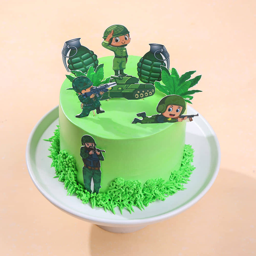 Brave Army Adventure Cake Angled View of Brave Army Adventure Cake