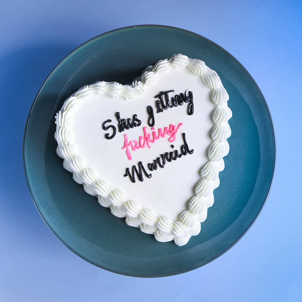 Top View of Bride To Be Heart Cake