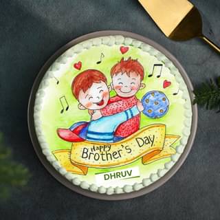 Top View of Bond of Love Photo Cake for Brother's Day 2025