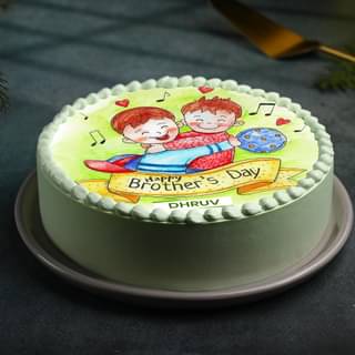 Side View of Bond of Love Photo Cake for Brother's Day 2025