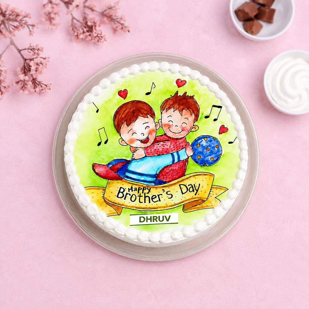 Top View of Bond of Love Photo Cake for Brother's Day 2025 Top View of Bond of Love Photo Cake for Brother's Day 2025