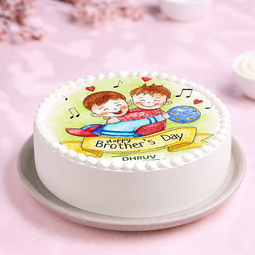 Side View of Bond of Love Photo Cake for Brother's Day 2025 Side View of Bond of Love Photo Cake for Brother's Day 2025