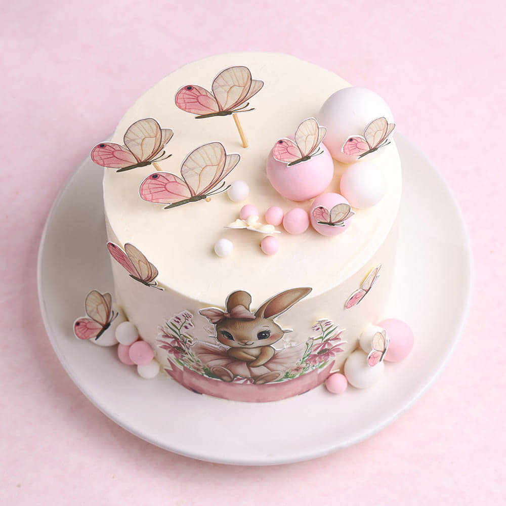 Bunny And Butterflies Cake