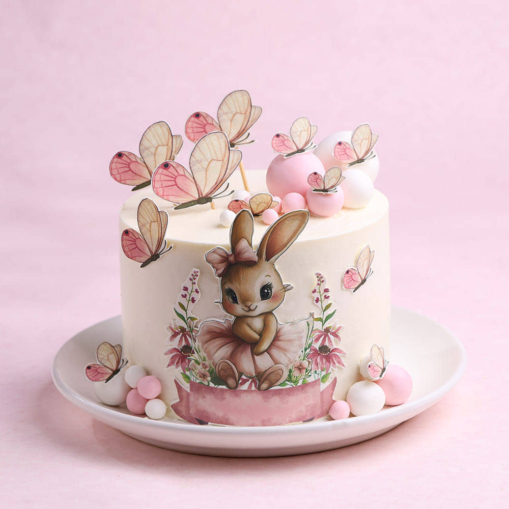 Bunny And Butterflies Cake