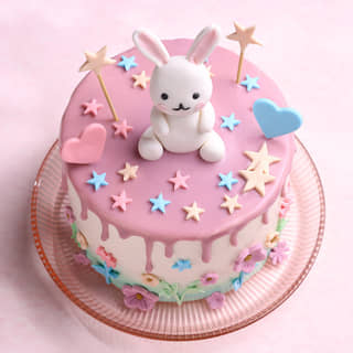 Top View of Bunny N Stars Drip Cake Top View of Bunny N Stars Drip Cake